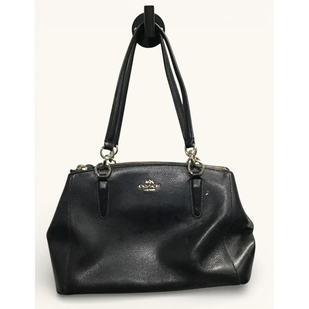 Coach Large Christie Carryall Black Crossgrain Leather Satchel Shoulder Bag Gold